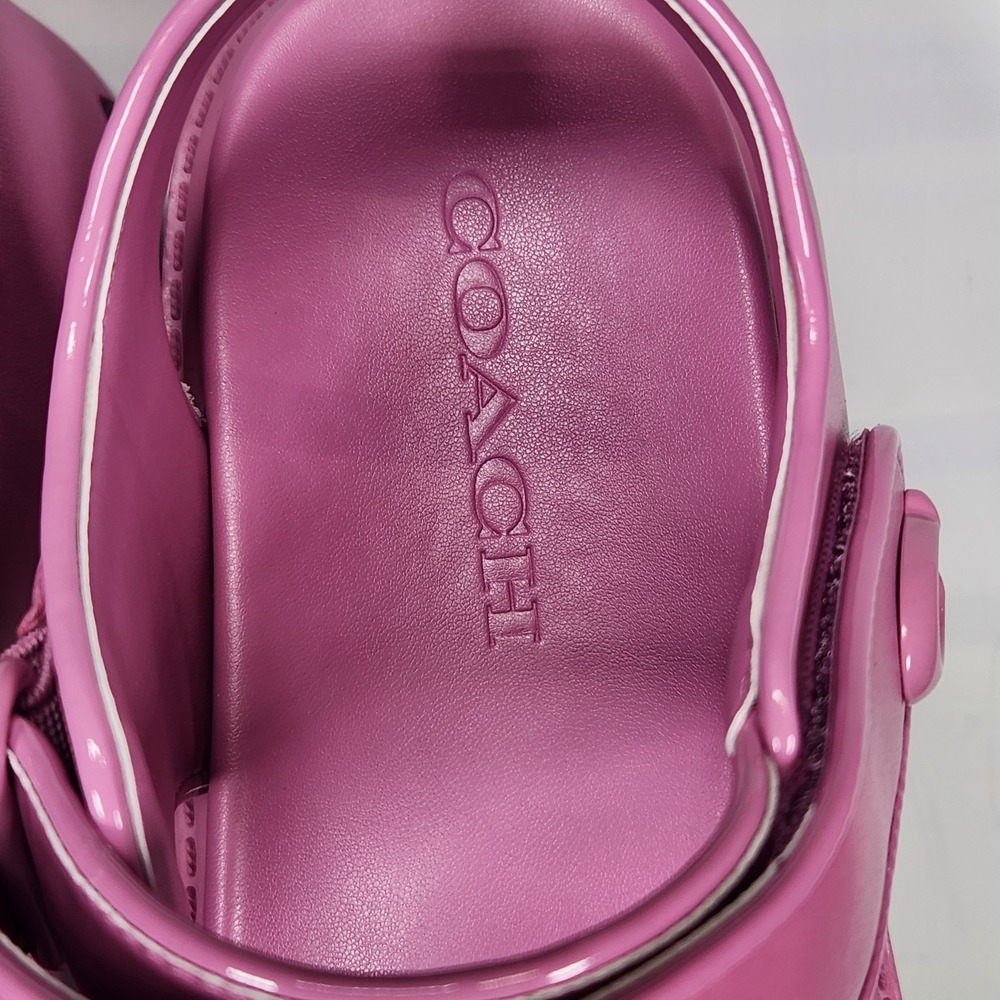 Coach Brynn Platform Sandals Women Size 8.5 Fuchsia Leather Lug Sole - Picture 4 of 8